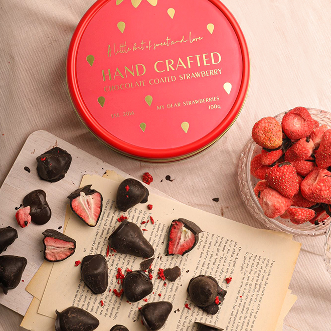 快速出貨【My Dear Strawberries】手工薄層濃純黑草莓巧克力 天秤座生日快樂