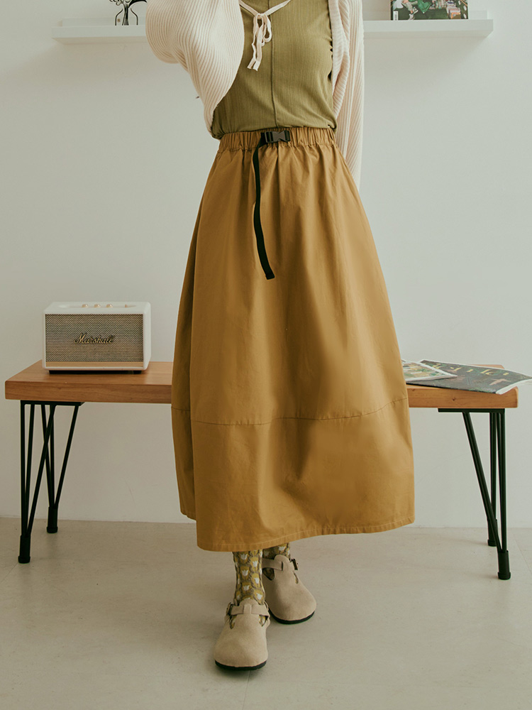 日系可調節插釦造型氣球裙