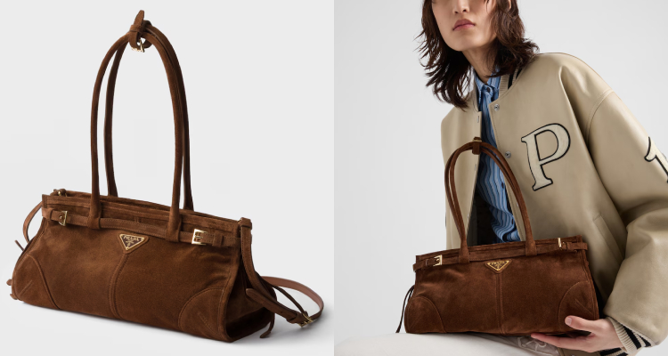 Prada一直擅長將時尚美學融入日常，而「Bonnie」系列包款，正是那種愈看愈喜歡、每天都想揹的經典之選。包身輕巧又具質感，修長線條搭配纖細手柄，外型優雅討喜；實用性更是不在話下，空間充足、方便收納小物拉鍊口袋，任何場合使用都能輕鬆駕馭。