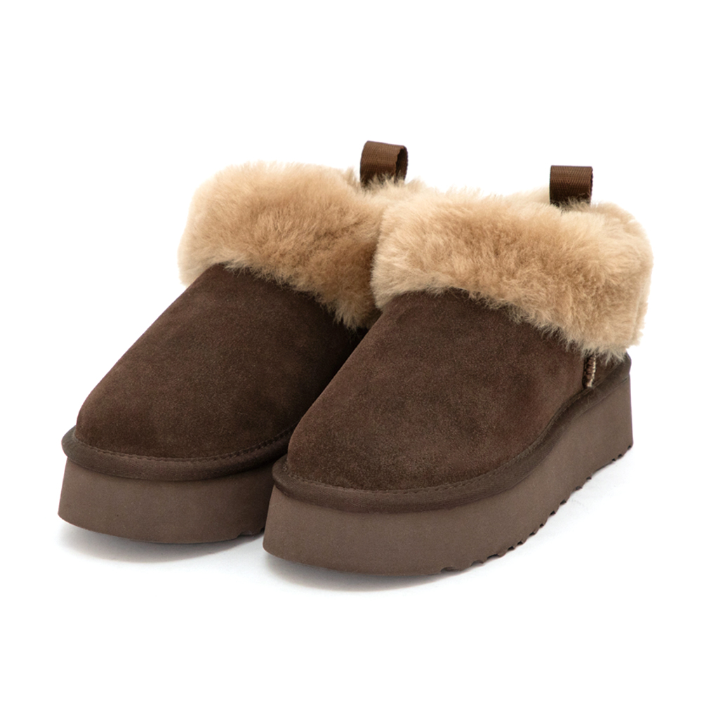 D+AF 暖暖泡芙厚底翻毛真皮雪靴