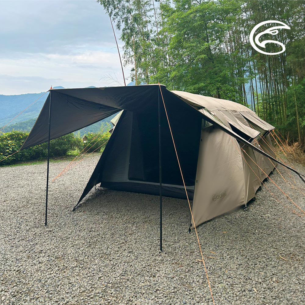ADISI 雲杉黑膠鋁桿家庭帳AT22050【卡其色】 / 城市綠洲專賣 黑膠帳蓬 家庭帳 黑膠帳 快搭帳