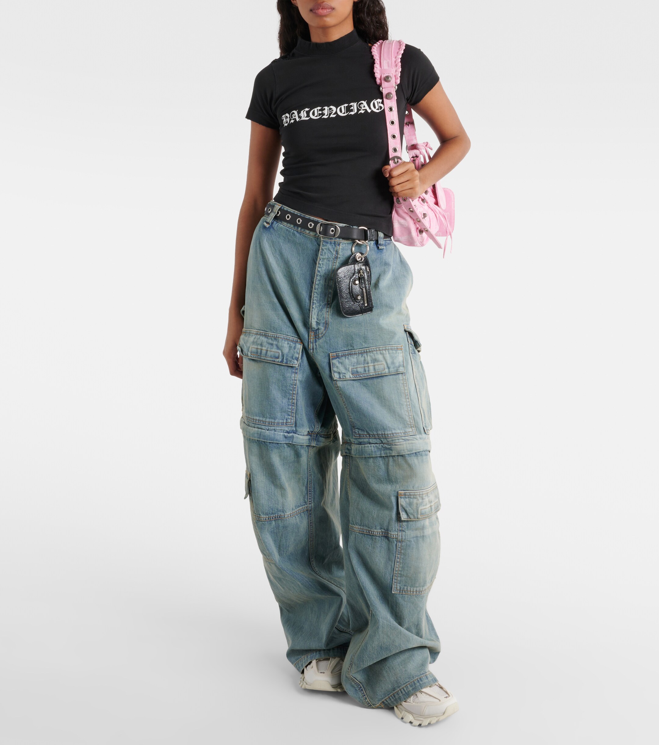 BALENCIAGA Gothic Type Shrunk cotton-blend T-shirt