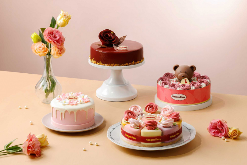 哈根達斯以「真緻心意，給最久的瑰蜜」為主題，今年母親節推出4款高質感冰淇淋蛋糕。（圖／品牌提供）