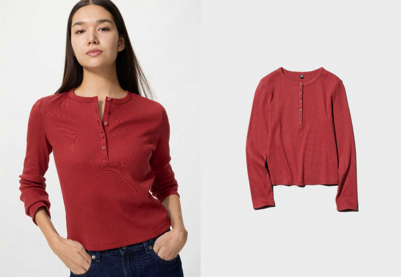 UNIQLO羅紋亨利領 T 恤／1/30-2/5限定優惠390元（圖／品牌提供）