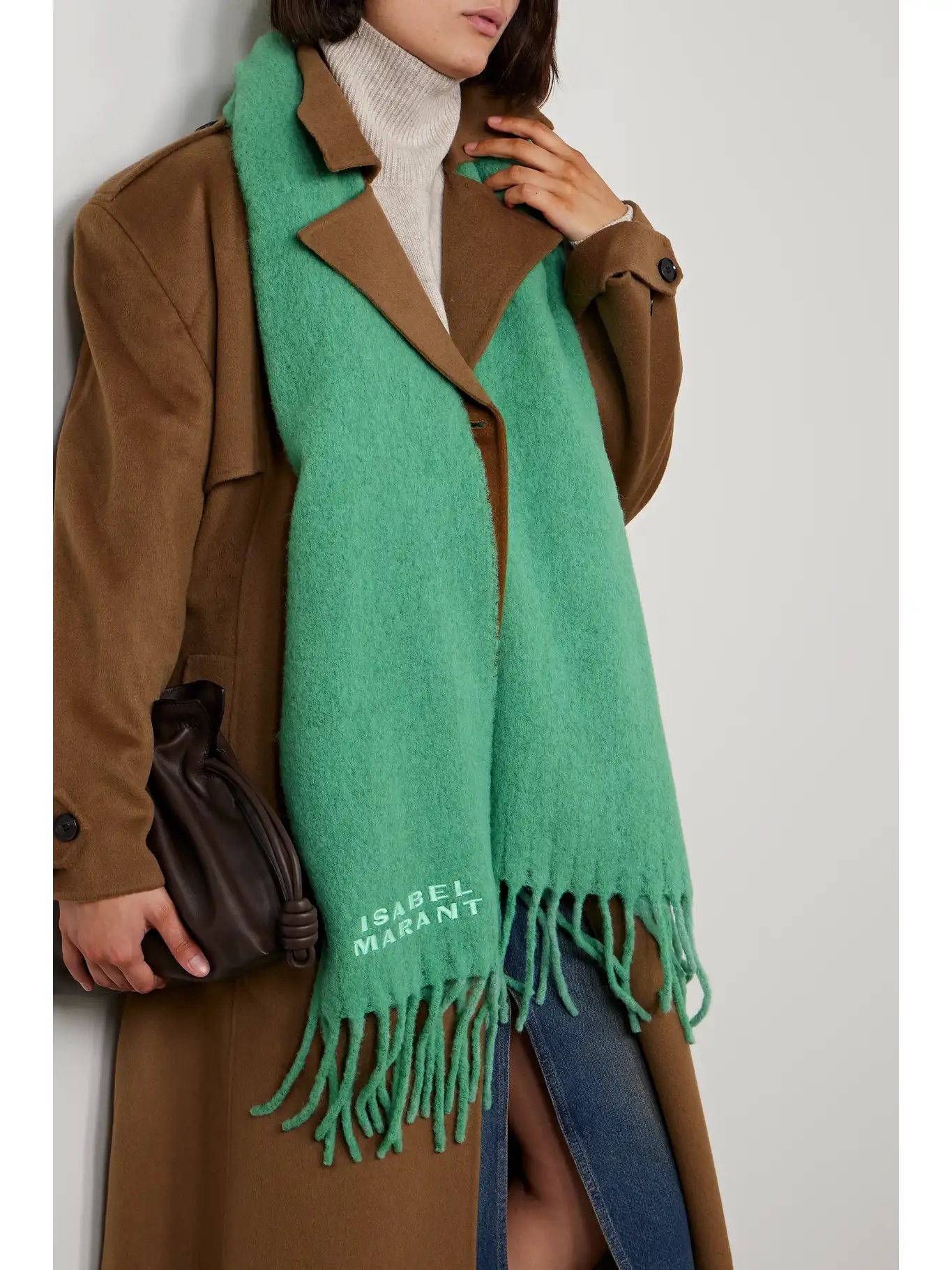 ISABEL MARANT Firny fringed embroidered alpaca-blend scarf