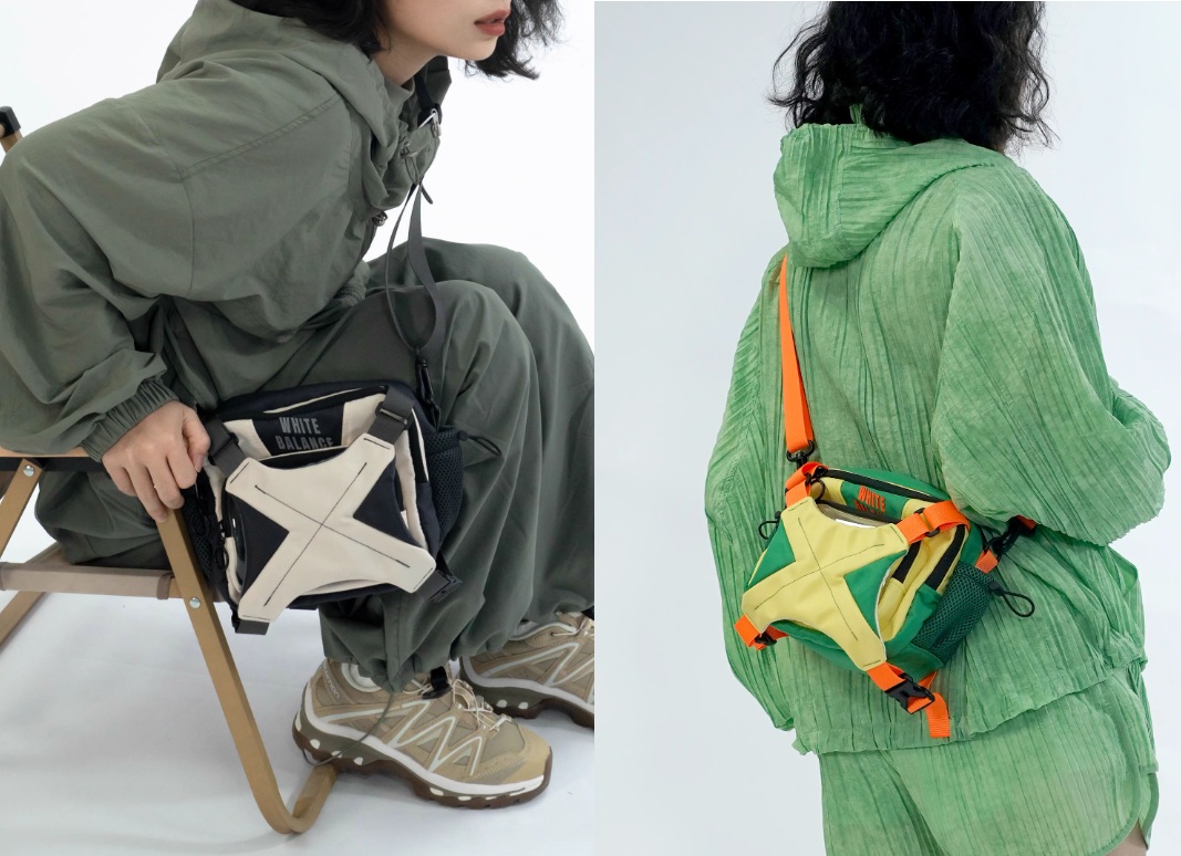 nullbag空形原創小眾斜挎側背包撞色休閒戶外輕便小包地球人痛包