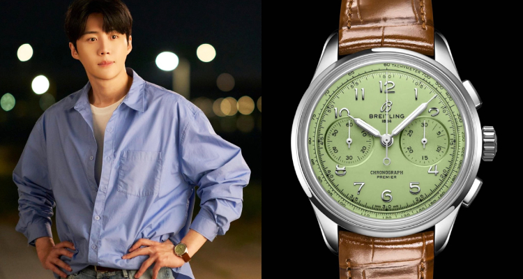 相較於常見的黑色或銀色腕錶，這款可愛的開心果綠錶盤，反而成了《愛情怎麼翻譯》中，最令我印象深刻的曝光單品之一。經過一查，它來自Breitling「Premier」系列，向品牌三代傳人致敬的經典計時碼錶。