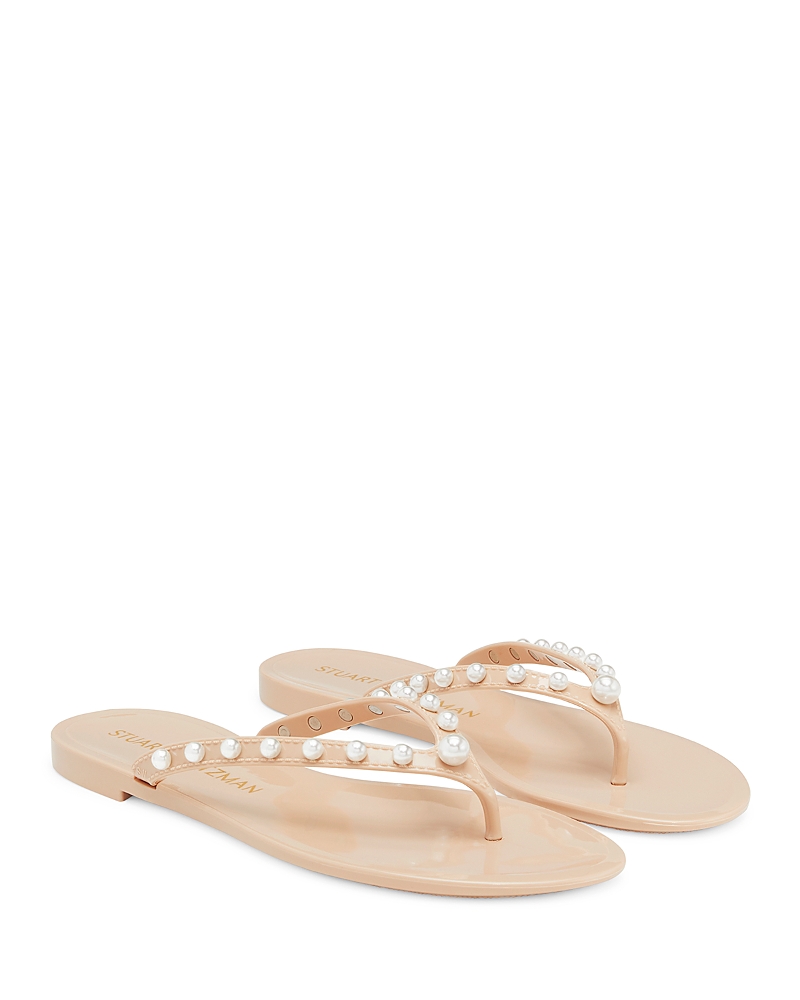 Stuart Weitzman Women's Goldie Embellished Jelly Flip Flop Thong Sandals