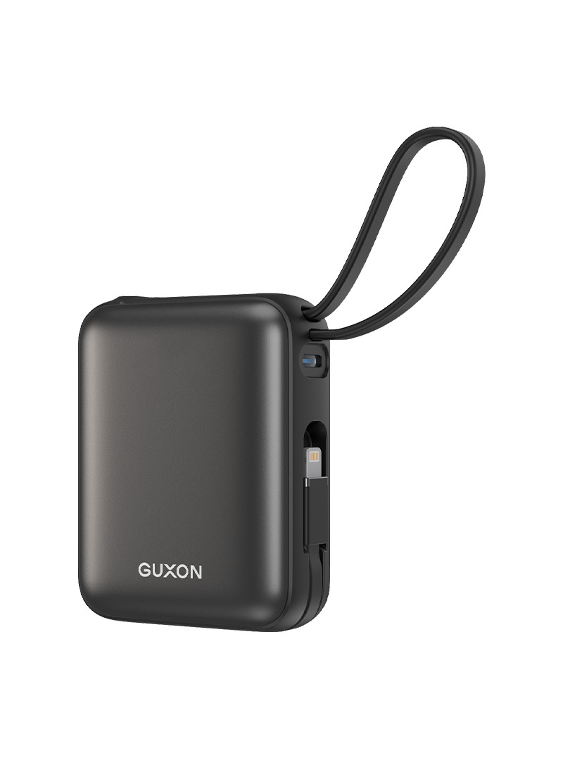 【GUXON】 巧方塊雙線行動電源 10000mAh 快充 iPhone行動充 隨充 自帶線行動電源 移動電源 Wh標示