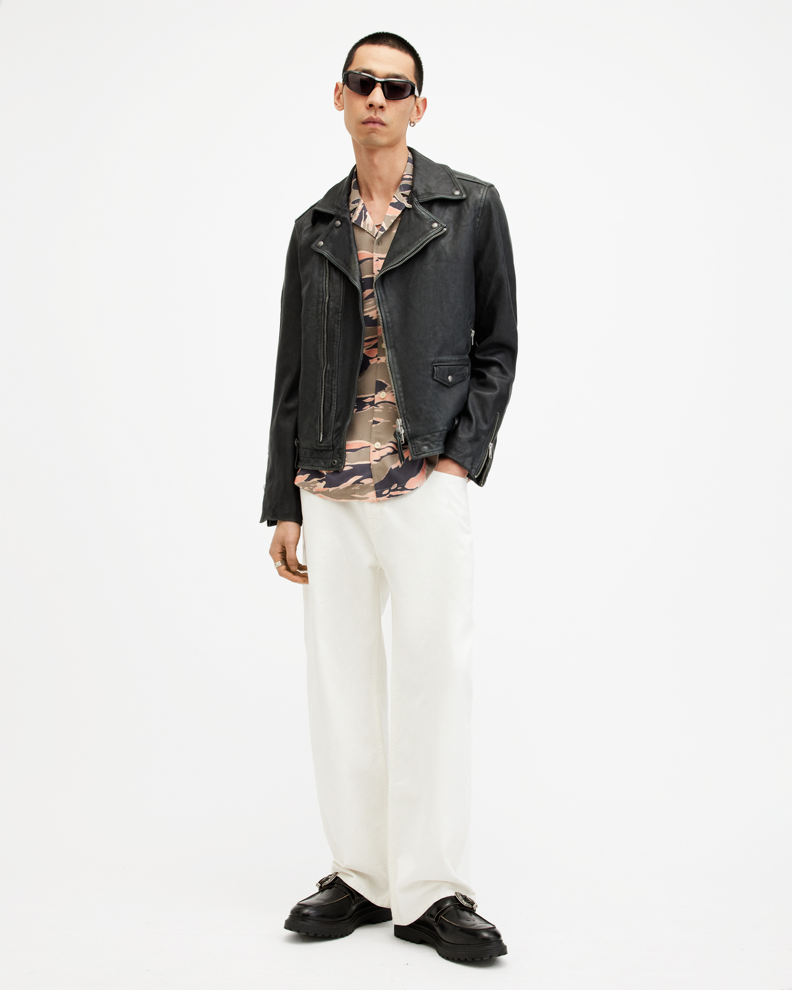 ALLSAINTS ROSSER 短版羊皮騎士皮衣