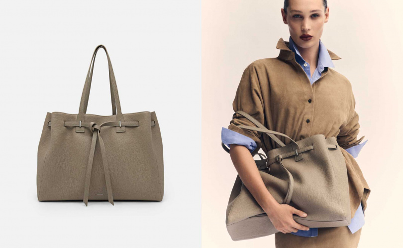 PEDRO Demi超大號皮革手提包 灰褐色／5,690元（圖／品牌提供）