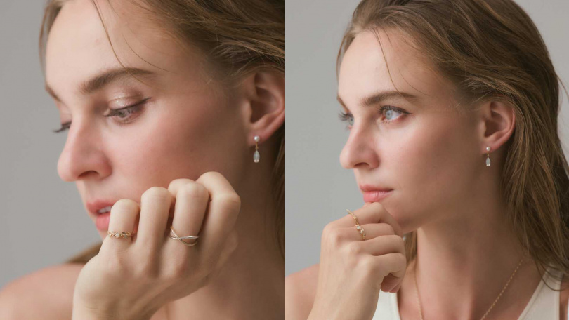 agete 春色白花戒指／21,300元，春色白花尾戒／19,500元 （圖／品牌提供）