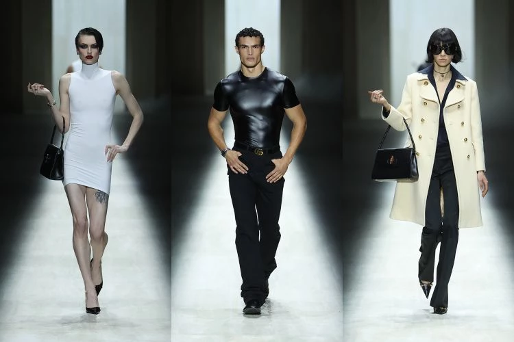 這一季的命題少了含蓄，少了曖昧，更直接地正中紅心。開場那件極致無縫白色迷你洋裝，像味覺重置般乾淨，絲襪般服貼的牛仔褲、緊到勾勒曲線的上衣、在黑暗中閃光的水鑽禮服，每一件都在放大身體線條。