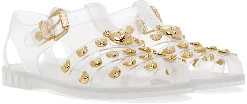 MOSCHINO Transparent Teddy Studs Jelly Sandals