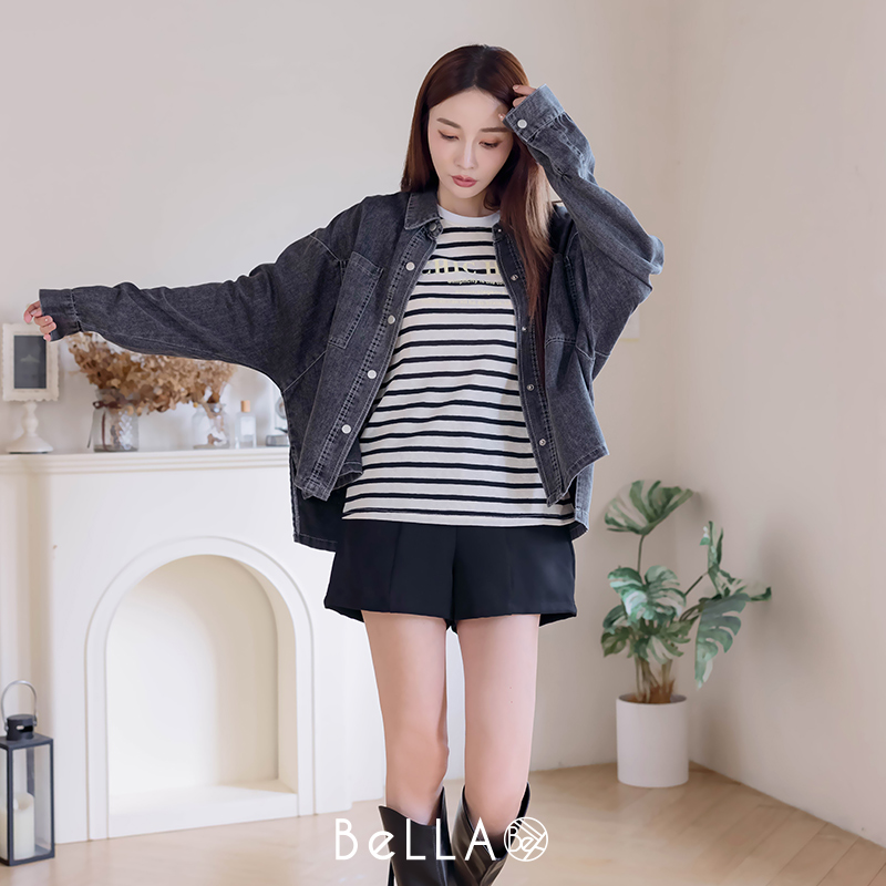 【初秋新品】BeLLA 雙口袋牛仔外套 深灰
