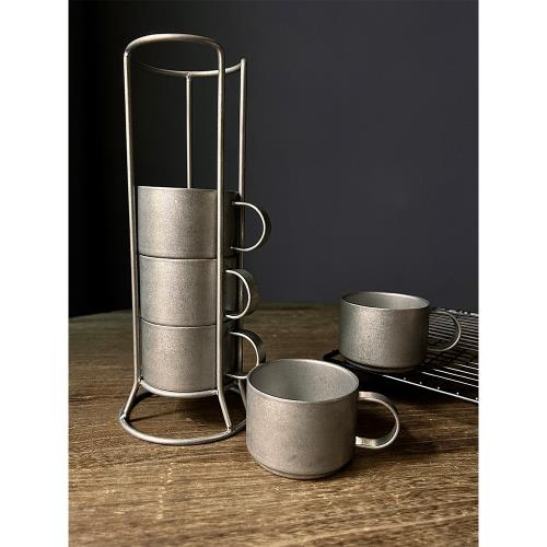 雪花金屬疊杯露營5件套不銹鋼