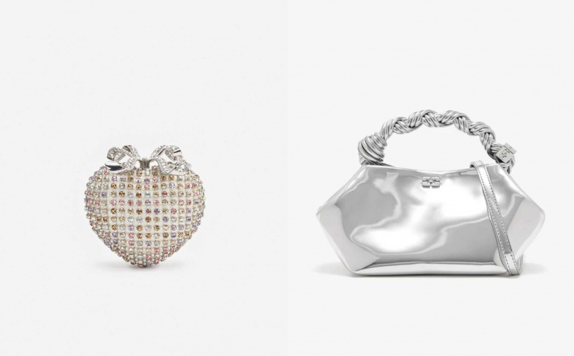 （圖／self-portrait Multi Crystal Heart Clutch Bag、GANNIBOU BAG鏡面小型手提包）