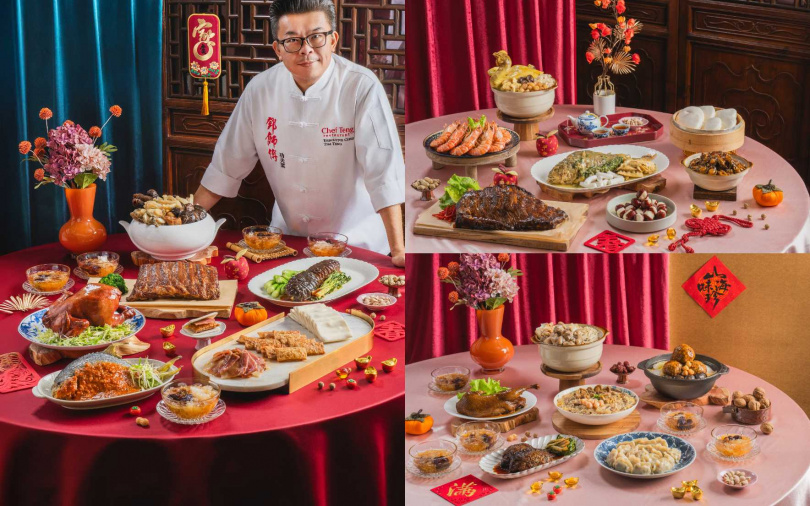 （左）「富貴豪華組」8,188元、（右上）「除夕年菜熱取組」6,888元、（右下）「山珍海味組」4,288元。（圖／鄧師傅功夫菜提供）