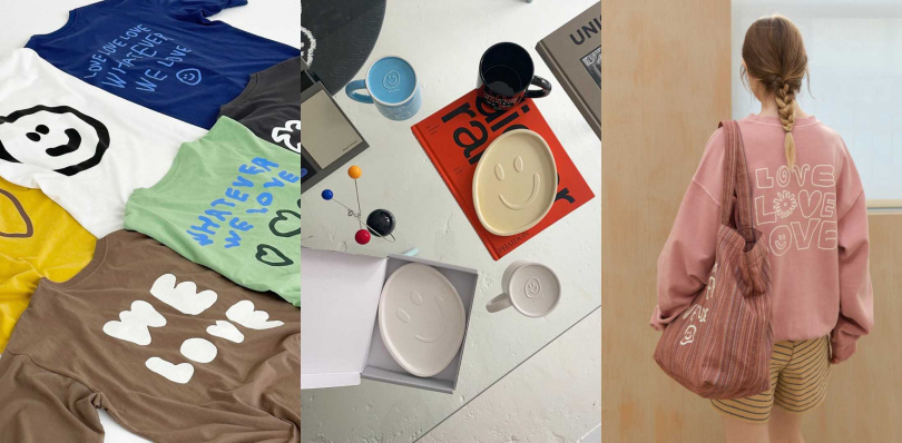 推薦必買:塗鴉文字T恤／1,480元；手工陶瓷盤／1,180元；塗鴉大學T／3,980元（圖／品牌提供）