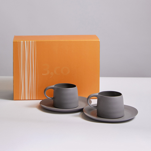 3,co｜卡布杯碟禮盒組 - 灰+灰(4件式)