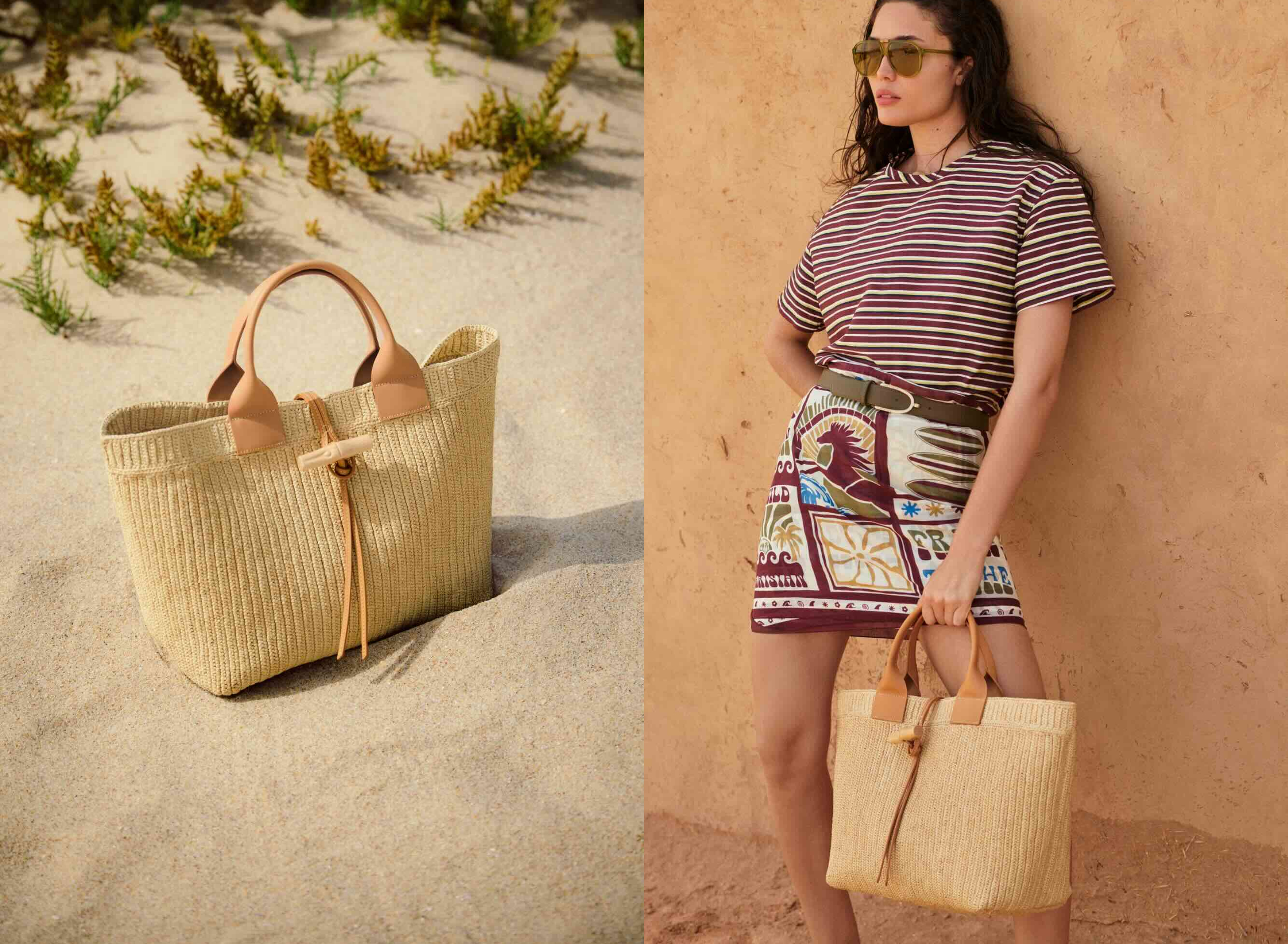 Longchamp Le Roseau Raffia手提包