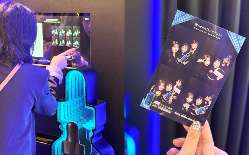 只要留下報名資料與肌膚問卷調查，還能體驗「V臉仰角貼拍」！和好友一起拍出零死角的立體小V臉美照。（圖／吳雅鈴攝）