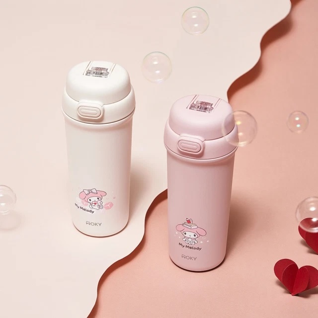 【WOKY 沃廚】WOKY X SANRIO美樂蒂聯名All-P輕芯鈦瓷雙飲保溫瓶500ml