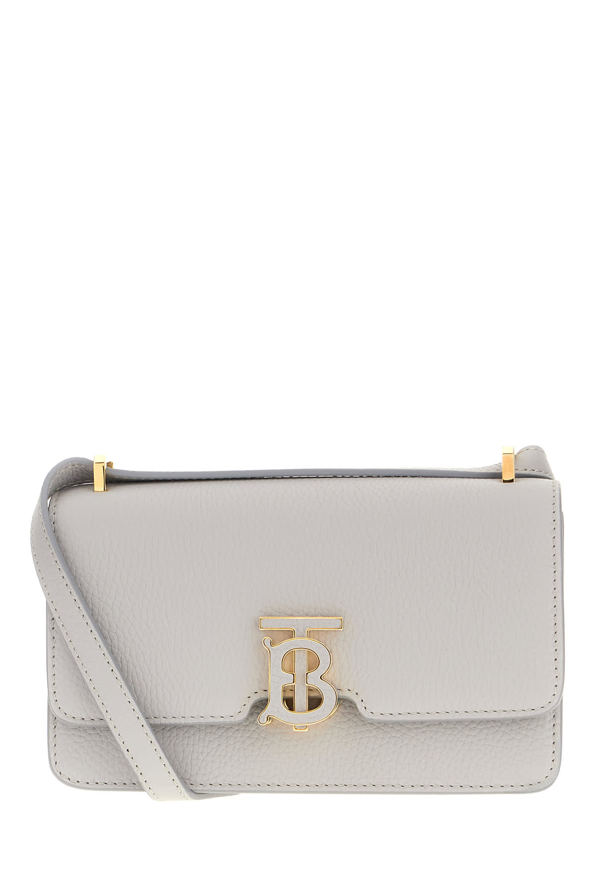 Burberry Light Grey Leather Mini Tb Crossbody Bag