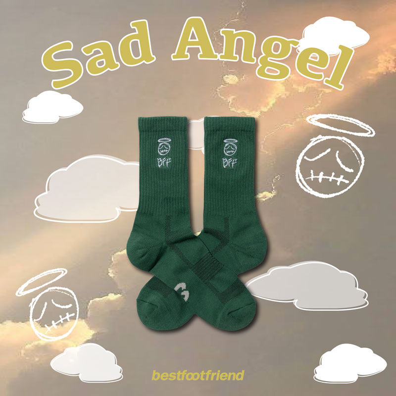 BEST FOOT FRIEND BF24004-GN SAD ANGEL 憂傷天使 BFF 中筒襪 / 小腿襪 (綠色)