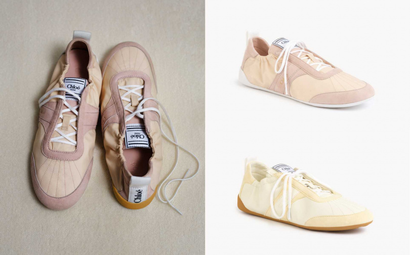 Chloé Kick淡粉色芭蕾休閒鞋／23,800元，鵝黃色芭蕾休閒鞋／24,800元（圖／品牌提供）
