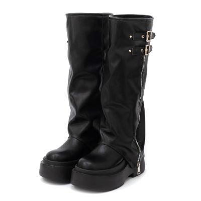 D+AF 隱形遮肉褲管長靴推薦 暗黑硬派輕量厚底遮肉褲管長靴