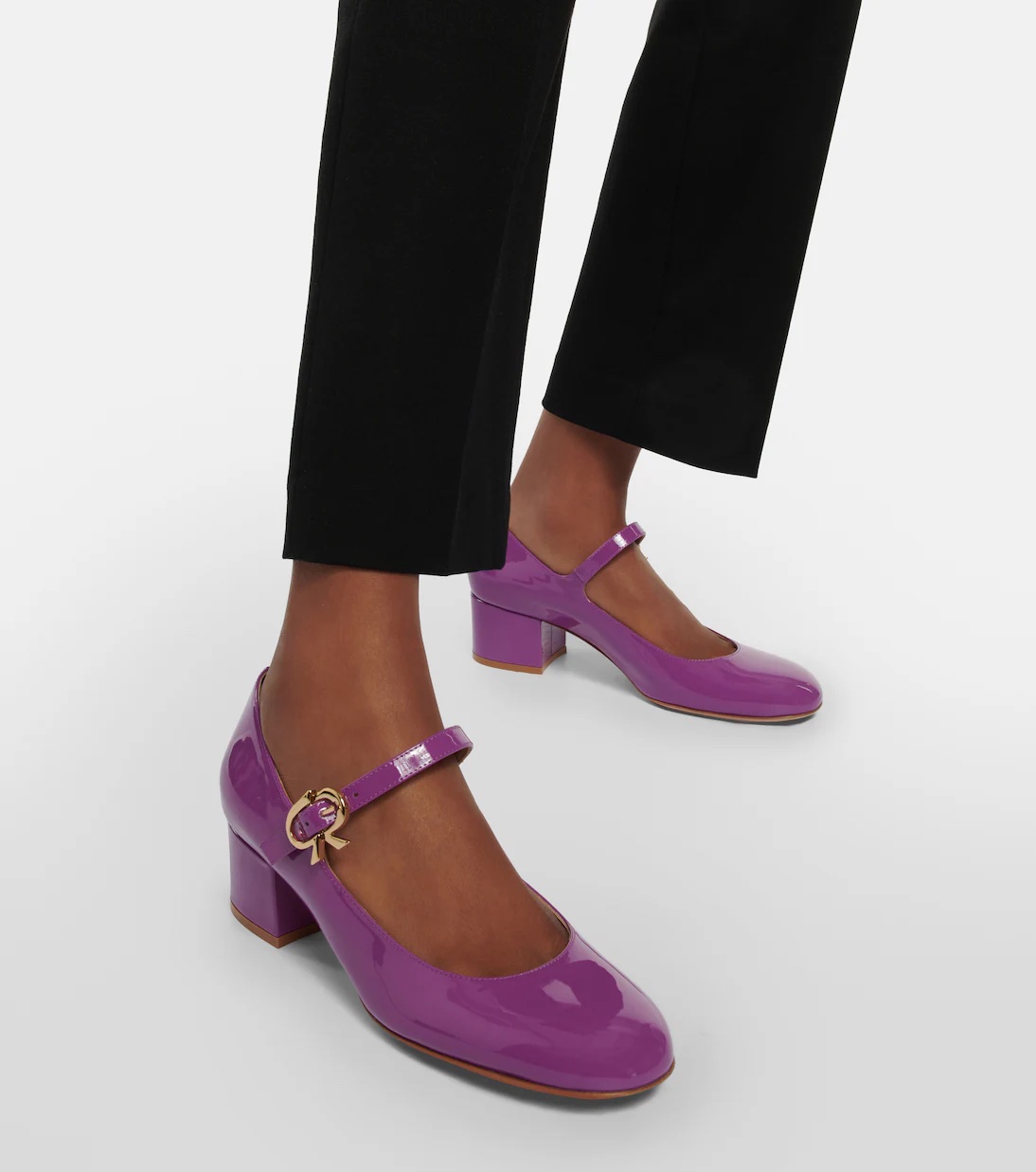 GIANVITO ROSSI Ribbon patent leather Mary Jane pumps