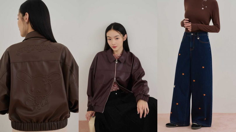mini matters花小兔壓紋皮外套／2,580元，mini matters花小兔刺繡牛仔褲／1,880元（圖／mini matters）