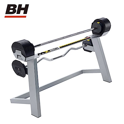 【BH歐洲百年品牌】MX80 可調式槓鈴與W曲槓替換組合-36.4KG(含槓架)