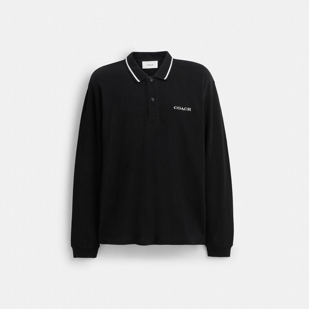 棉質經典 SIGNATURE 飾邊長袖 POLO 衫