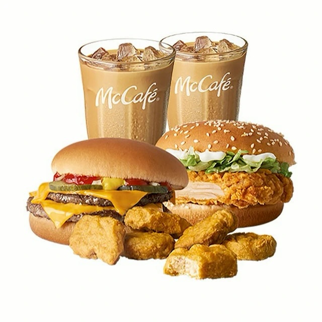 [麥當勞·7月限定麥心意]【麥當勞】雙層牛肉吉事堡+勁辣鷄腿堡+六塊麥克鷄塊+焦糖奶茶(冰)x2 好禮即享券