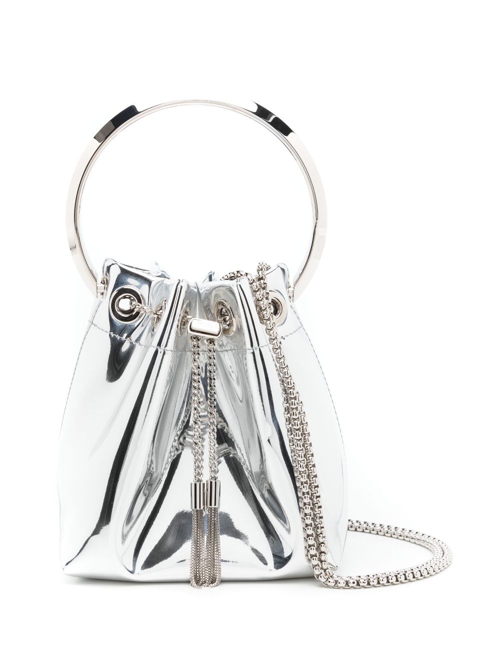 Jimmy Choo - Bon Bon metallic mini bucket bag - women - Leather/Polyester - One Size - Silver