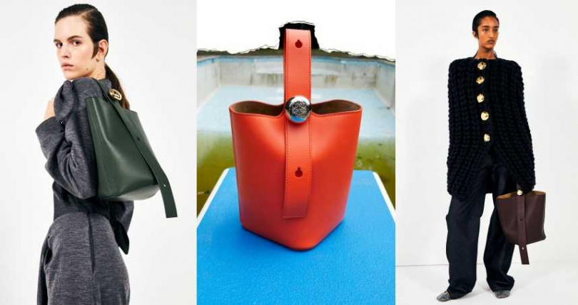 LOEWE嶄新Pebble輕巧水桶包，一推出便引起熱烈話題討論。（圖／品牌提供）