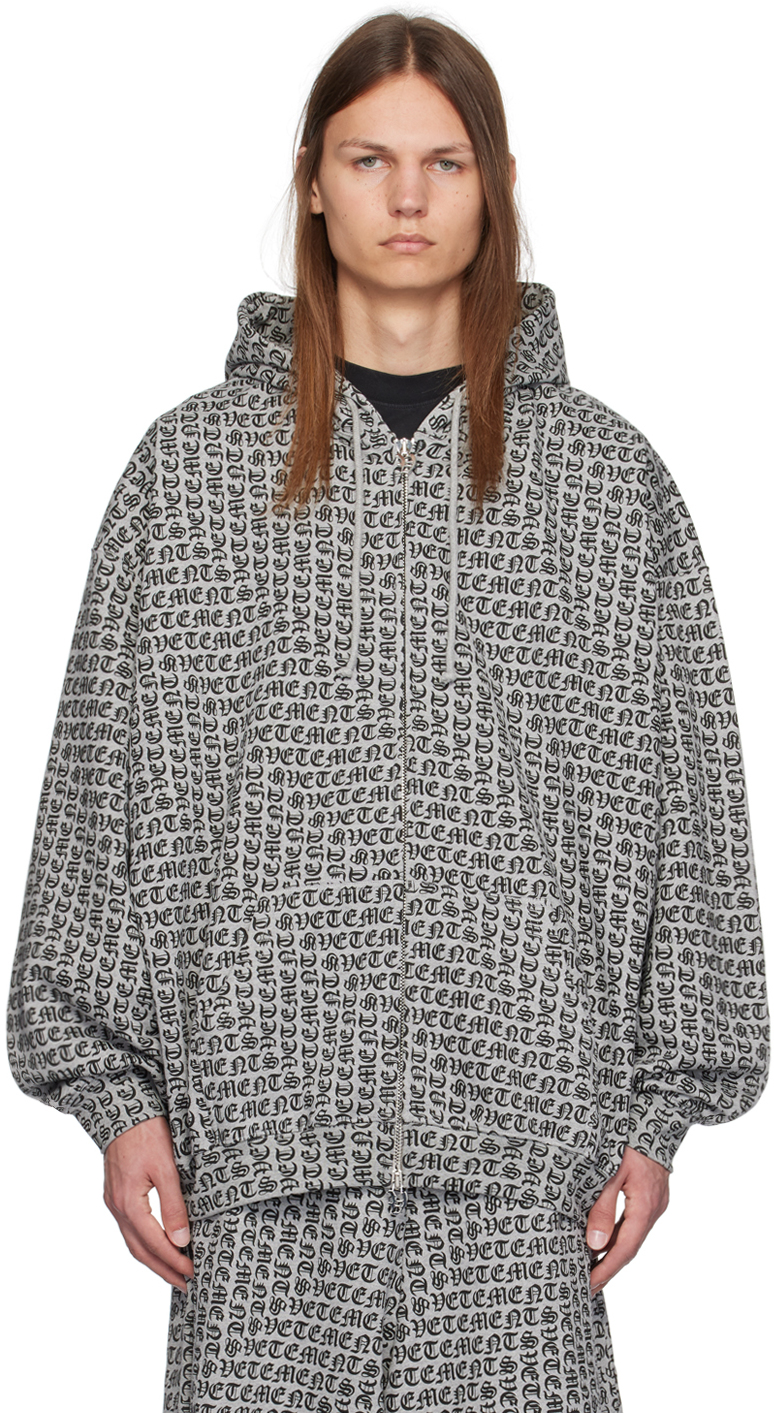 VETEMENTS 灰色 Gothic Monogram 连帽衫