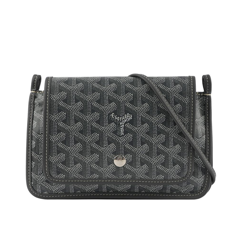 GOYARD Plumet PM 塗層帆布扁形皮夾式斜背包(灰色)
