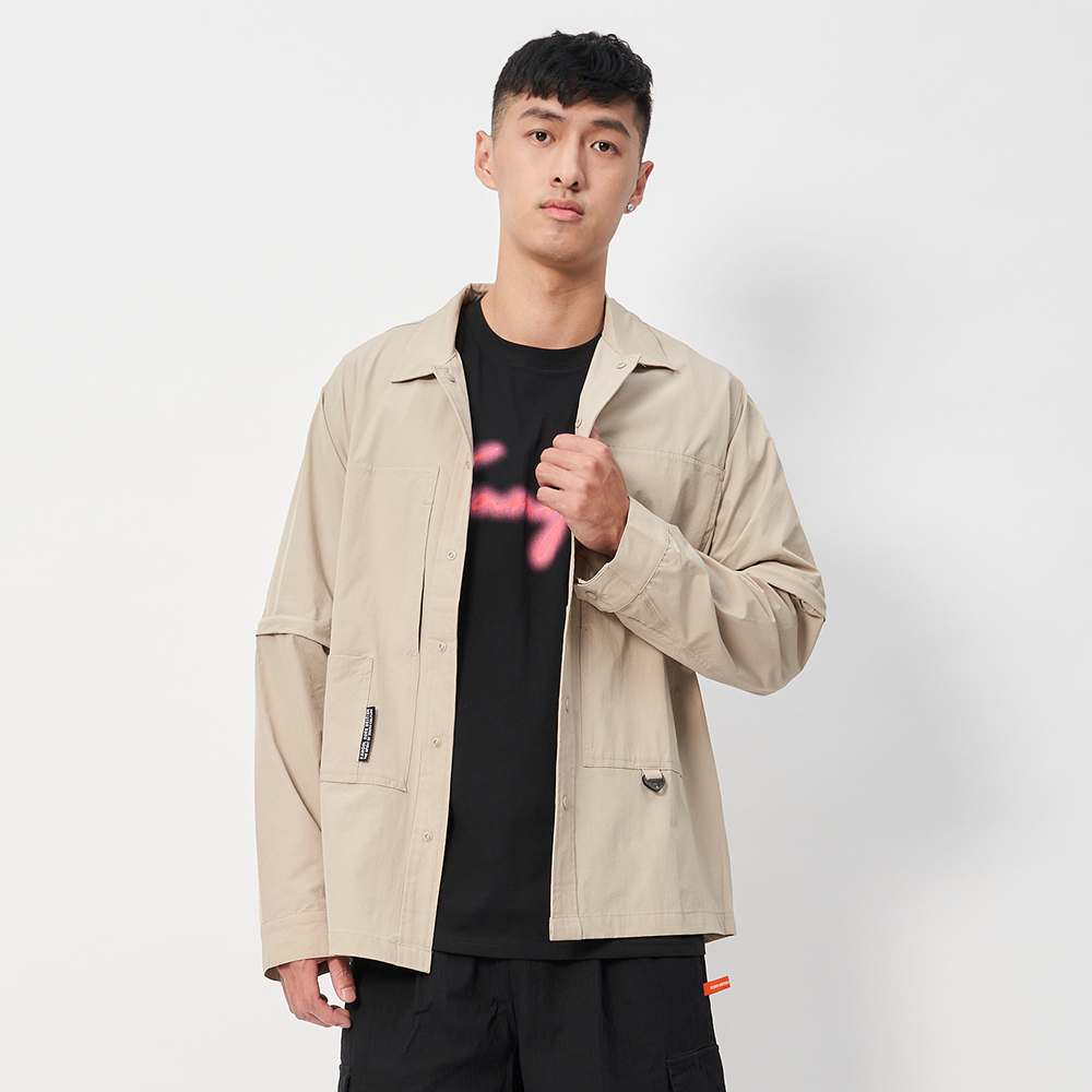 Kangol 男款 女款 卡其色 中性 休閒 可拆袖 工裝 襯衫 長袖 外套 6425147031