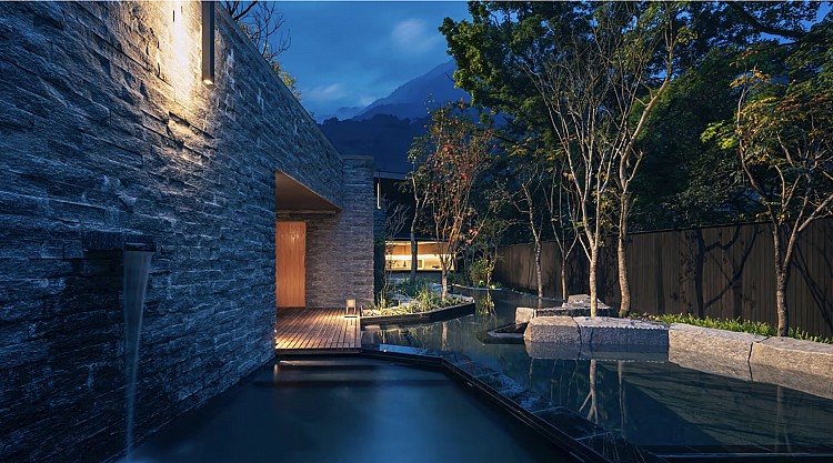 續日式旅館的款待精神，卻以現代建築語彙重新詮釋自然與空間的對話