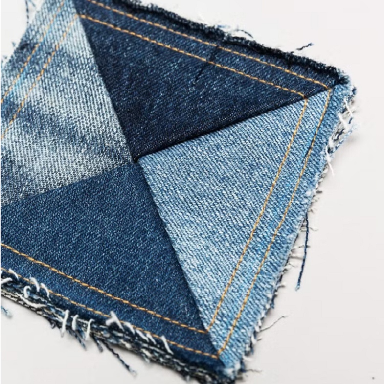 以牛仔布手作的方形杯墊