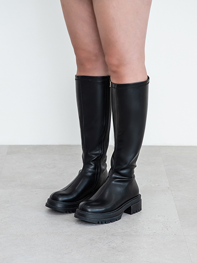 D+AF肉肉女孩長靴推薦  【加寬筒圍】韓團指標素面厚底瘦瘦長靴
