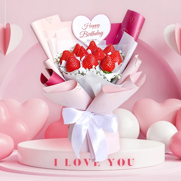 520我愛你❤️【My Dear草莓花束】So Heart♡情人節草莓花束小型   摩羯座生日禮物