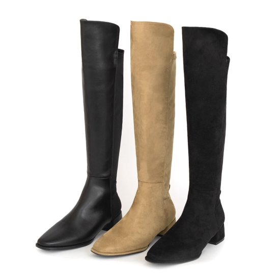 D+AF 百變主題顯瘦拼接膝上長靴｜秋冬必備美拉德膝上長靴，防滑鞋底穩定好走，拼接設計增添層次，日常好搭配的經典長靴。