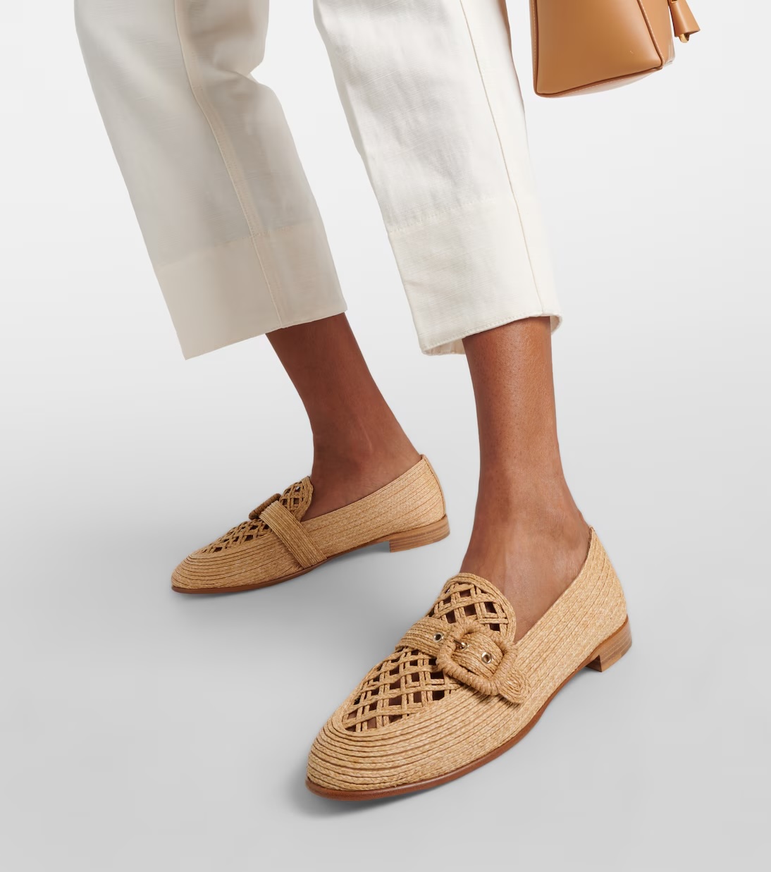 AQUAZZURA Visconti raffia loafers