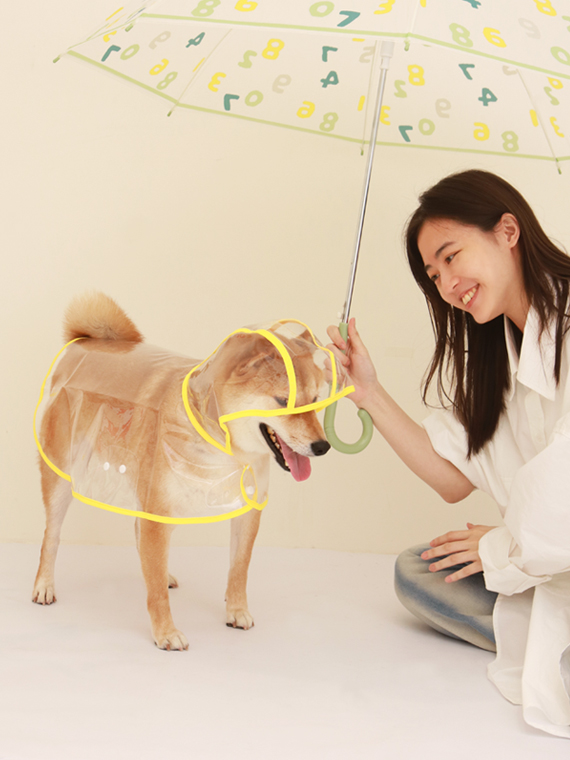 撞色滾邊連帽透明寵物斗篷雨衣