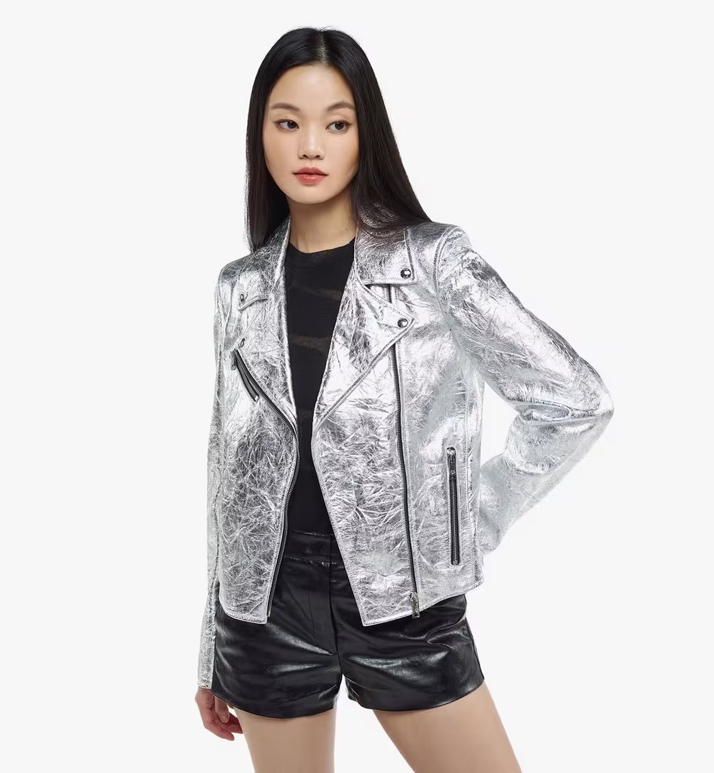 MCM RIDER JACKET IN METALLIC LAMB LEATHER
