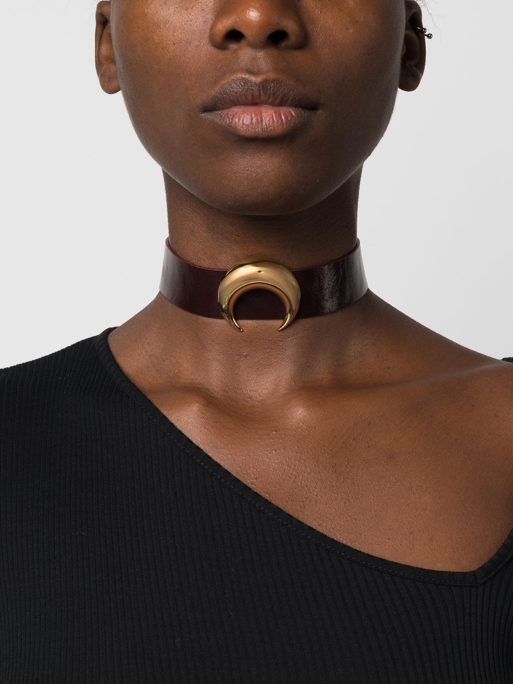 Marine Serre Regenerated Moon leather choker